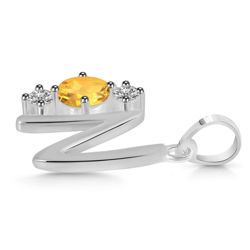 Citrine & White Topaz Alphabet N Pendant