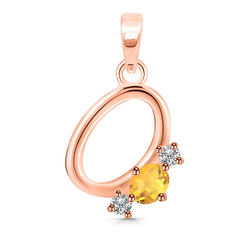 Citrine & White Topaz Alphabet O Pendant CIT-RDA-67.
