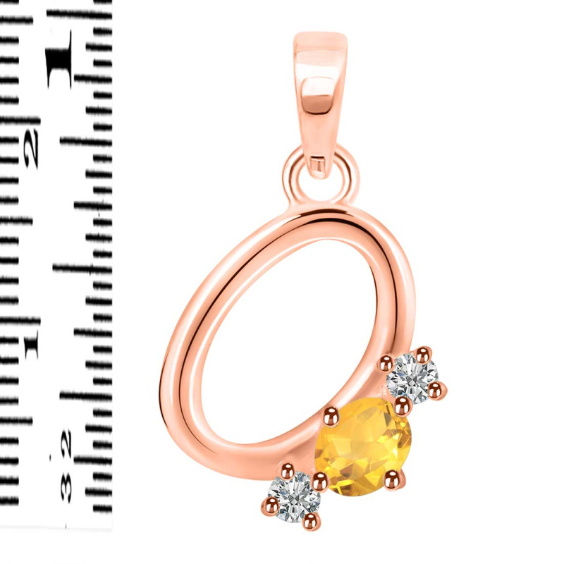 Citrine & White Topaz Alphabet O Pendant CIT-RDA-67.