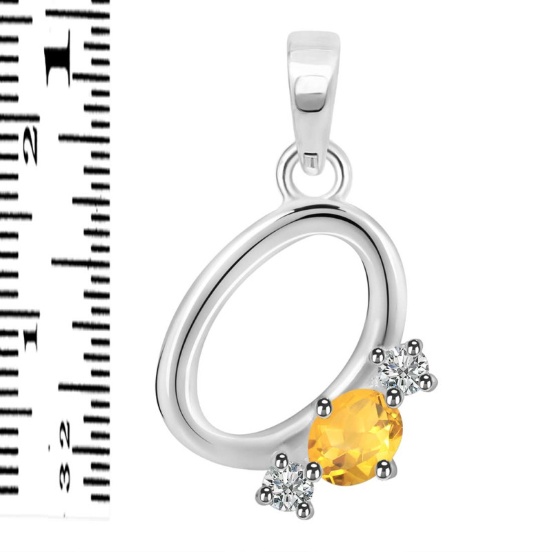 Citrine & White Topaz Alphabet O Pendant CIT-RDA-67.