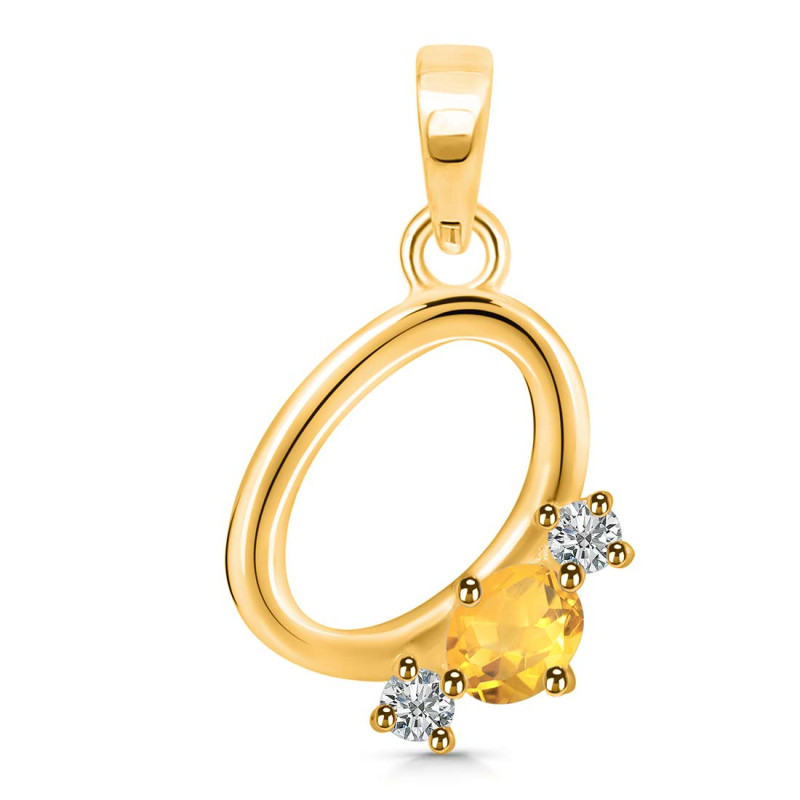 Citrine & White Topaz Alphabet O Pendant CIT-RDA-67.
