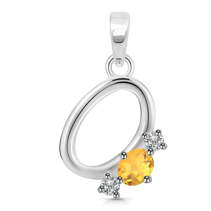 Citrine & White Topaz Alphabet O Pendant CIT-RDA-67.