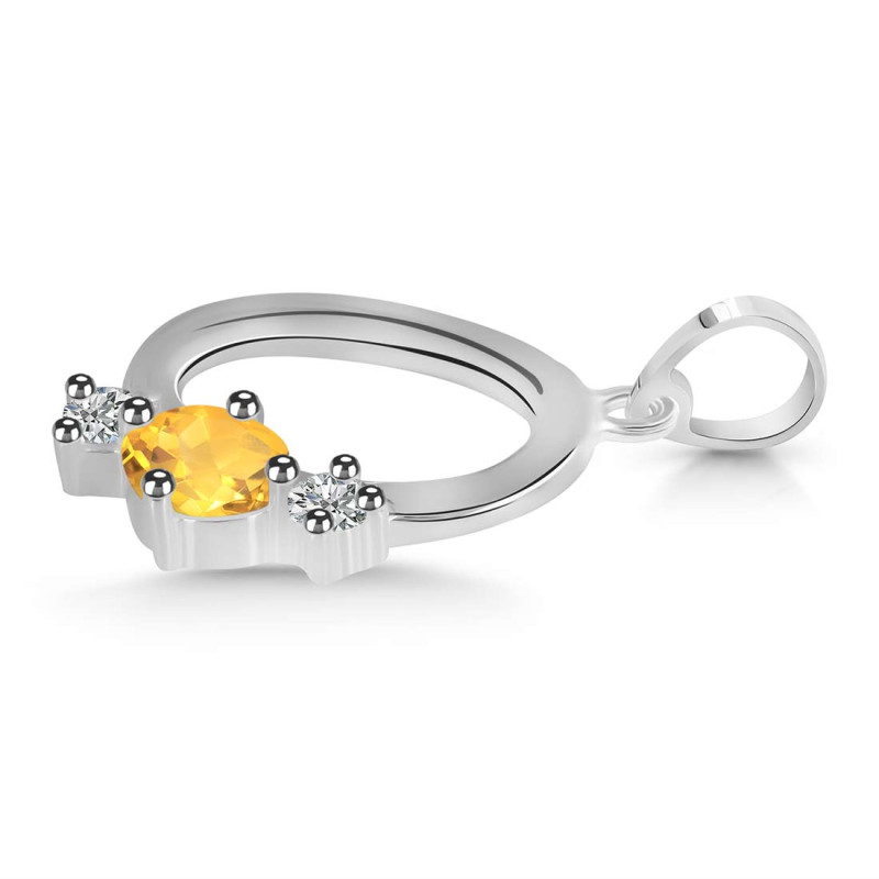 Citrine & White Topaz Alphabet O Pendant