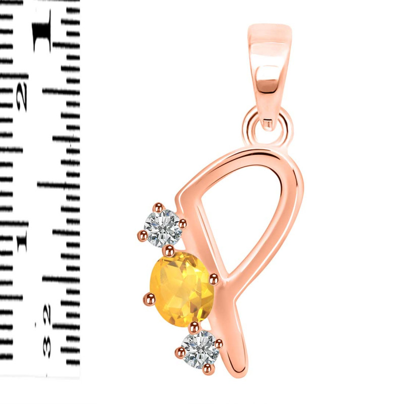 Citrine & White Topaz Alphabet P Pendant CIT-RDA-68.