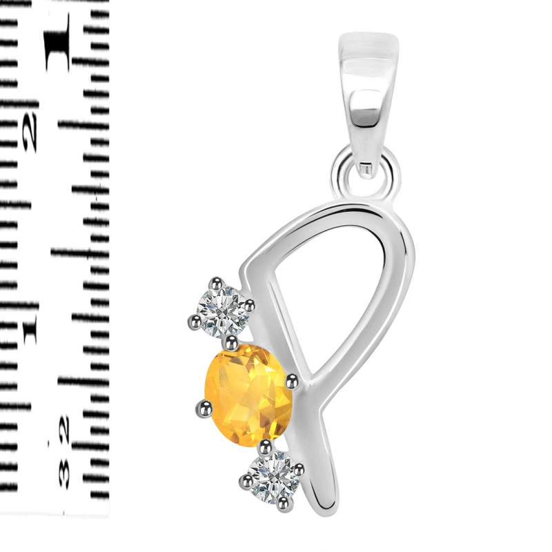 Citrine & White Topaz Alphabet P Pendant CIT-RDA-68.