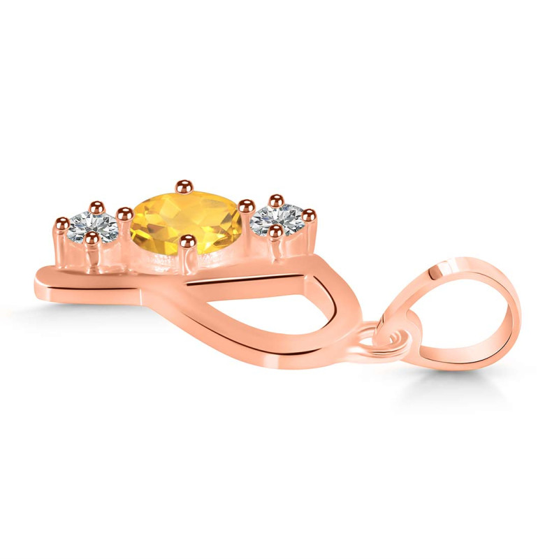 Citrine & White Topaz Alphabet P Pendant CIT-RDA-68.