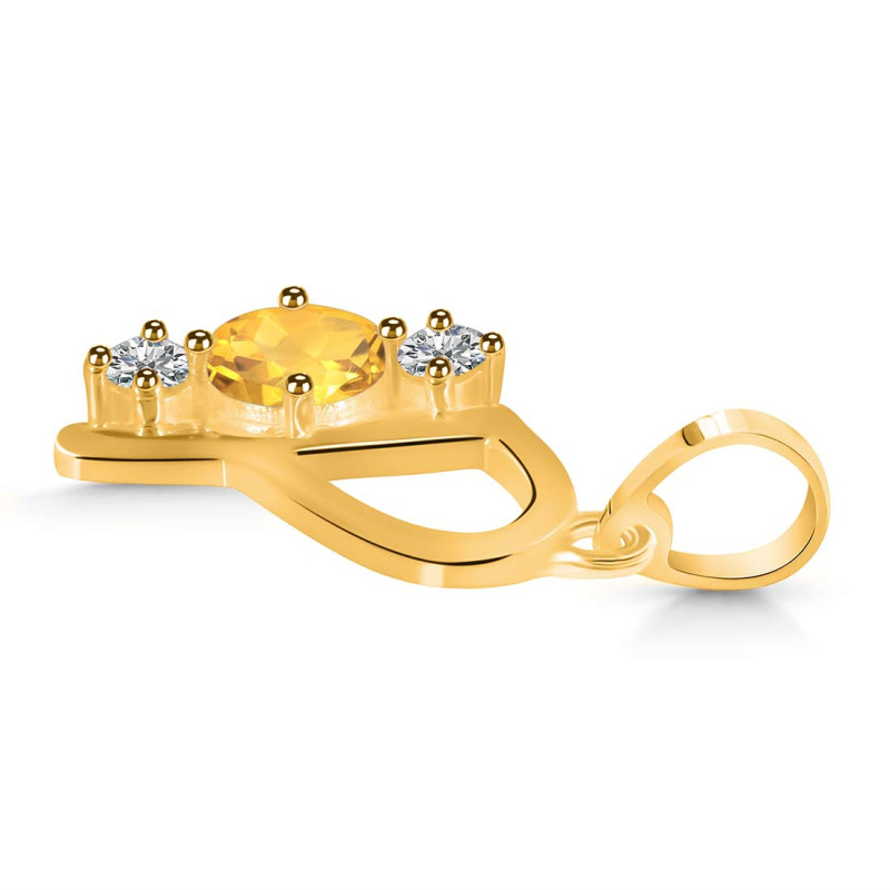 Citrine & White Topaz Alphabet P Pendant CIT-RDA-68.