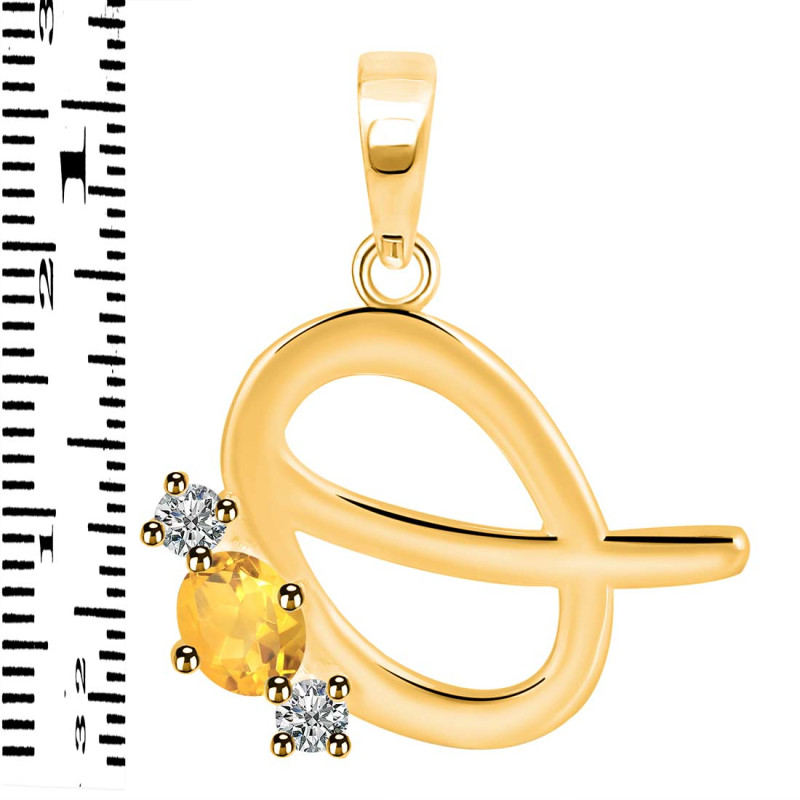 Citrine & White Topaz Alphabet Q Pendant CIT-RDA-69.