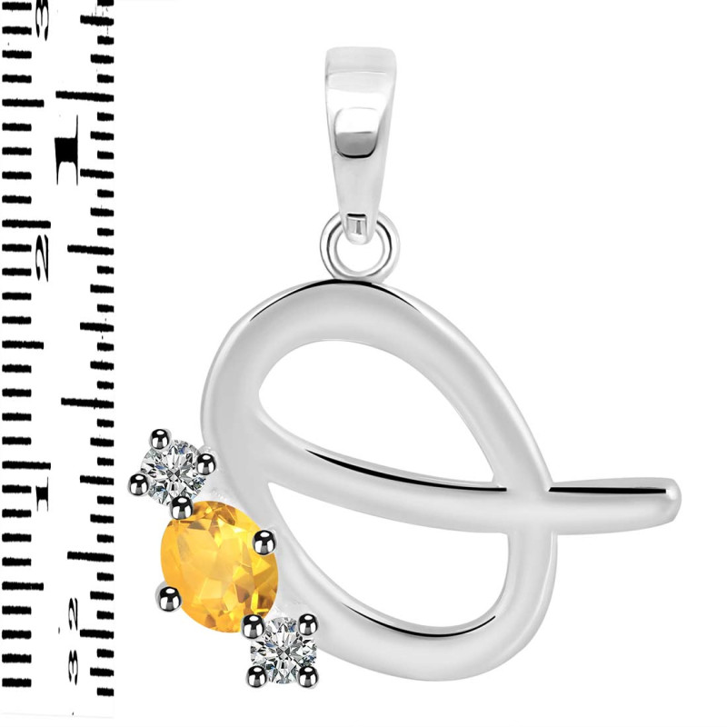 Citrine & White Topaz Alphabet Q Pendant CIT-RDA-69.