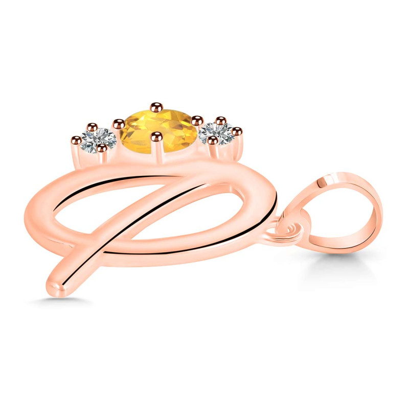 Citrine & White Topaz Alphabet Q Pendant CIT-RDA-69.