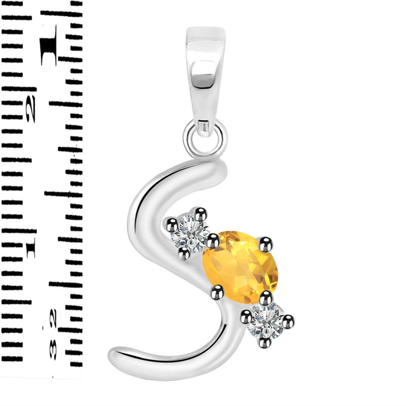 Citrine & White Topaz Alphabet S Pendant CIT-RDA-71.