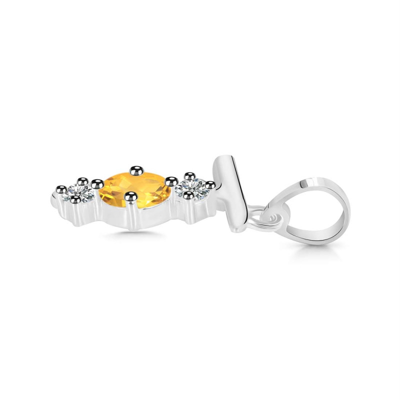 Citrine & White Topaz Alphabet T Pendant
