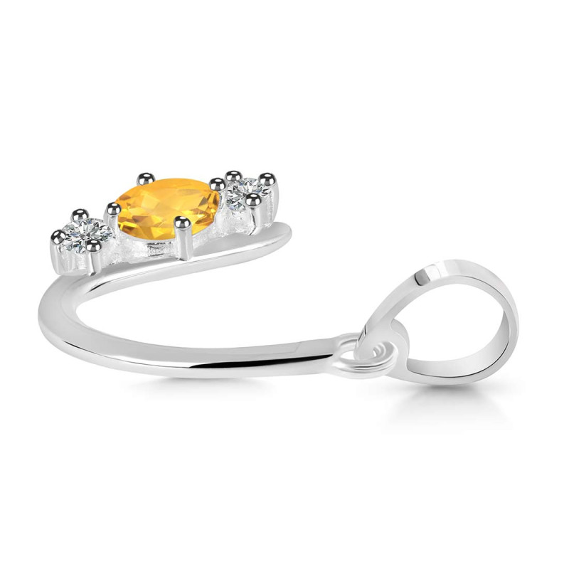 Citrine & White Topaz Alphabet U Pendant
