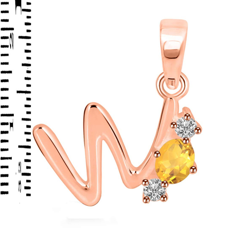 Citrine & White Topaz Alphabet W Pendant CIT-RDA-75.