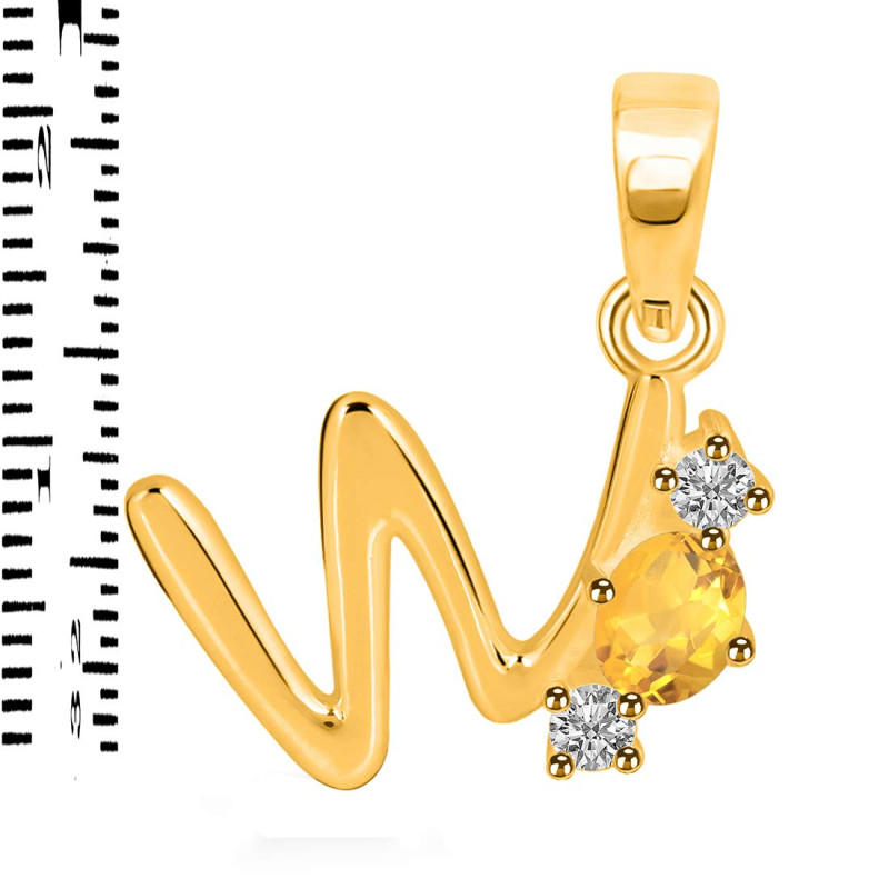 Citrine & White Topaz Alphabet W Pendant CIT-RDA-75.
