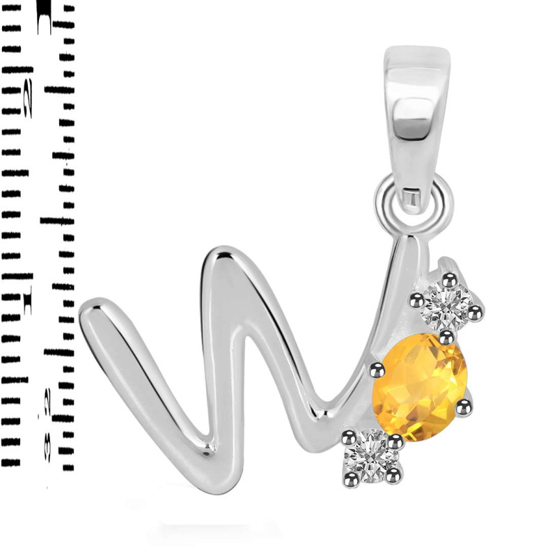 Citrine & White Topaz Alphabet W Pendant CIT-RDA-75.