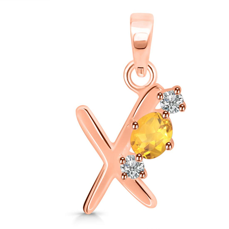 Citrine & White Topaz Alphabet X Pendant CIT-RDA-76.