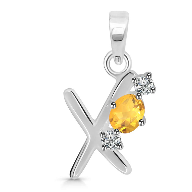Citrine & White Topaz Alphabet X Pendant CIT-RDA-76.