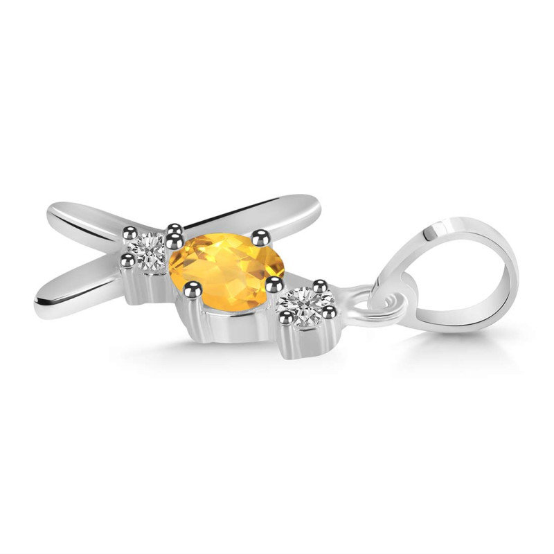 Citrine & White Topaz Alphabet X Pendant