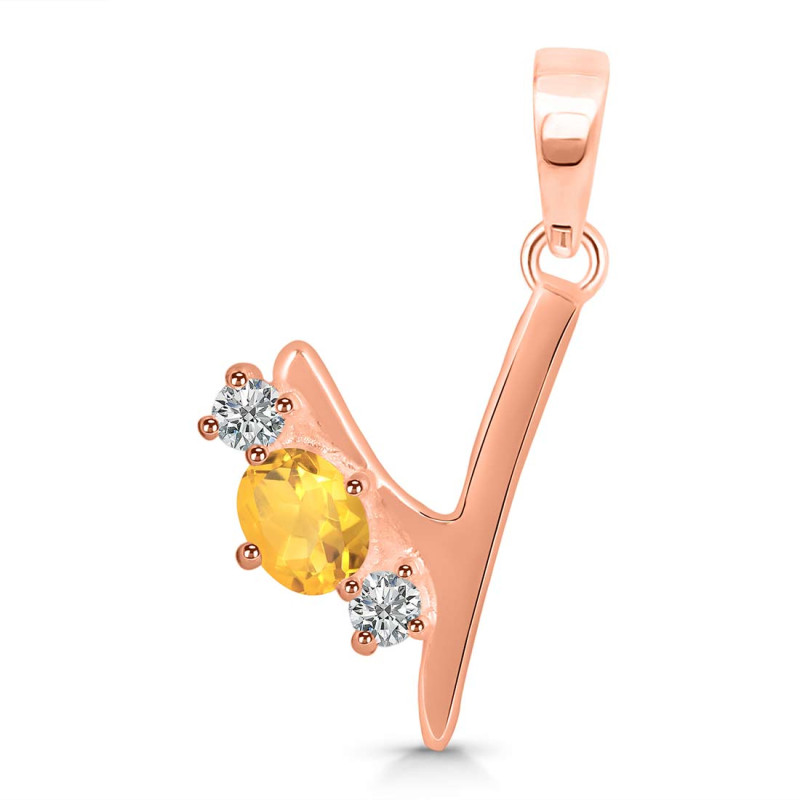 Citrine & White Topaz Alphabet Y Pendant CIT-RDA-77.