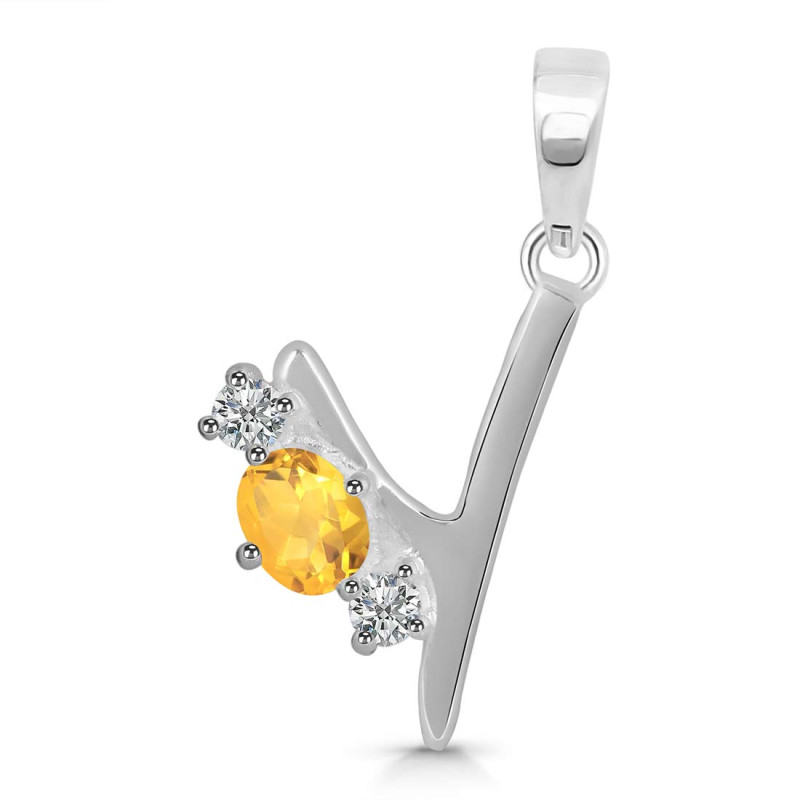 Citrine & White Topaz Alphabet Y Pendant CIT-RDA-77.