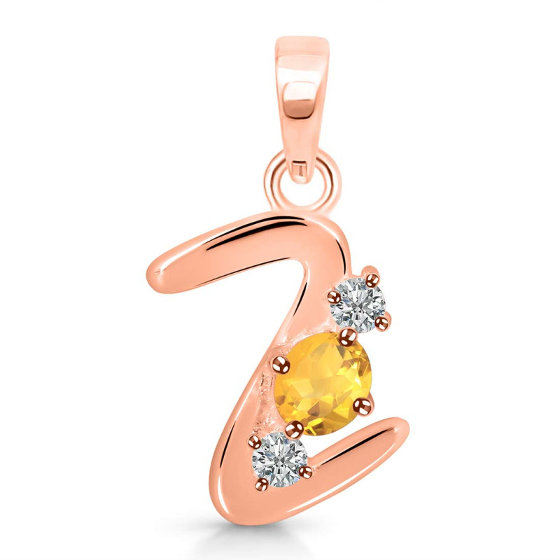 Citrine & White Topaz Alphabet Z Pendant CIT-RDA-78.