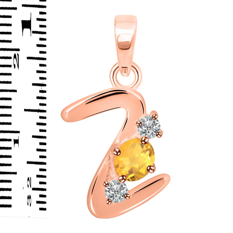 Citrine & White Topaz Alphabet Z Pendant CIT-RDA-78.