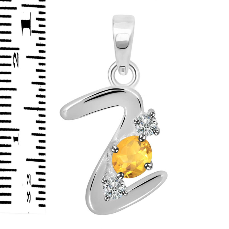 Citrine & White Topaz Alphabet Z Pendant CIT-RDA-78.
