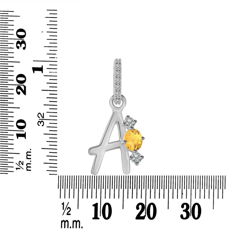 Citrine & White Topaz Alphabet A Pendant CIT-RDA-79.