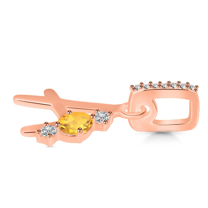 Citrine & White Topaz Alphabet A Pendant CIT-RDA-79.