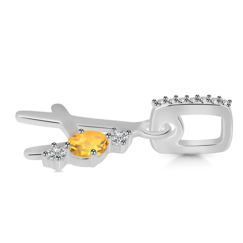 Citrine & White Topaz Alphabet A Pendant