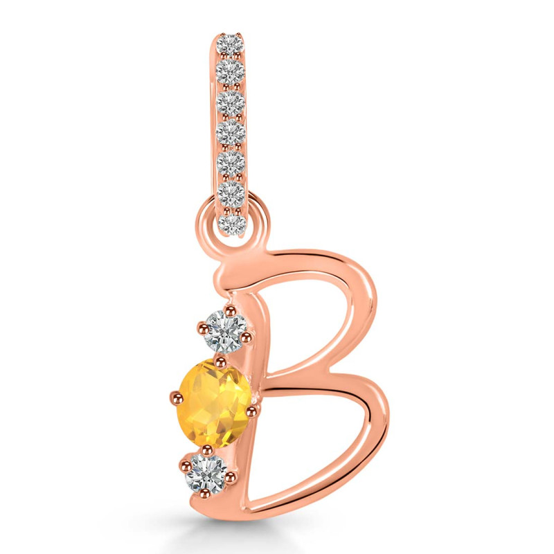 Citrine & White Topaz Alphabet B Pendant CIT-RDA-80.