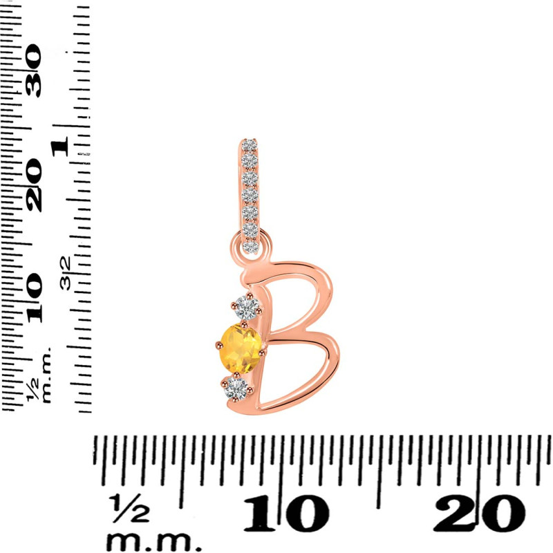 Citrine & White Topaz Alphabet B Pendant CIT-RDA-80.