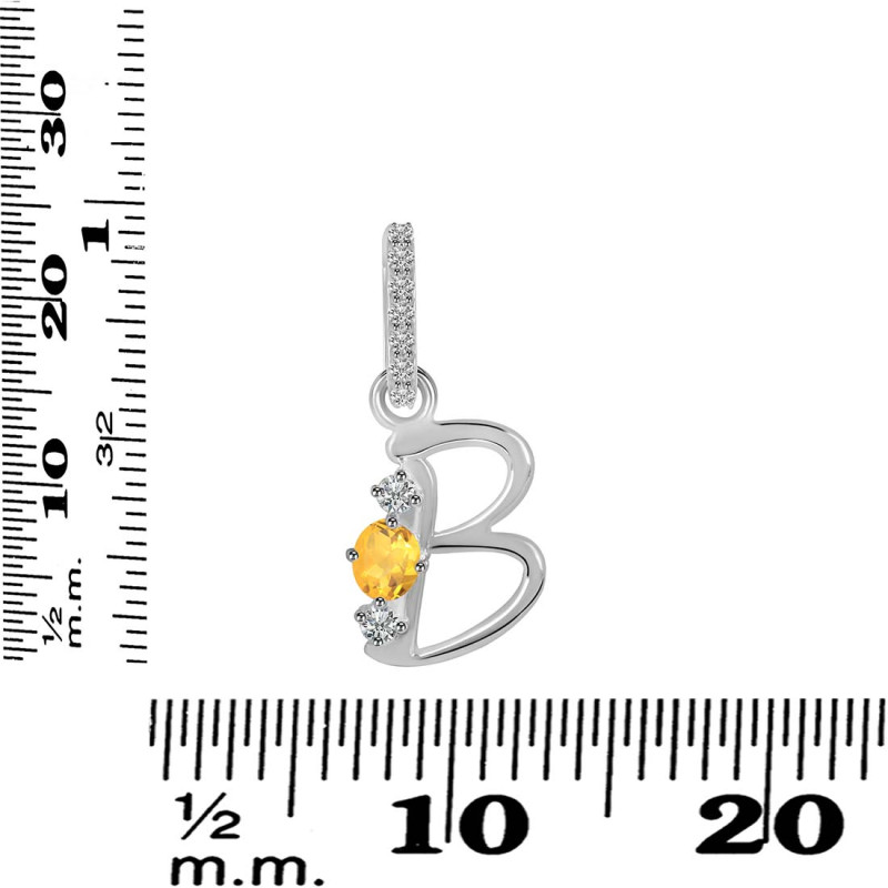 Citrine & White Topaz Alphabet B Pendant CIT-RDA-80.