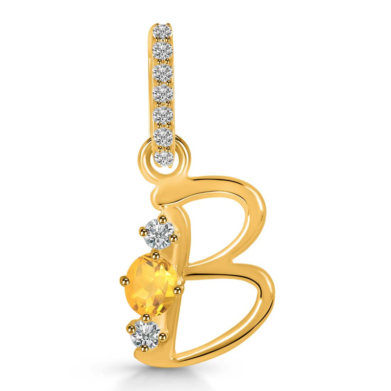 Citrine & White Topaz Alphabet B Pendant CIT-RDA-80.