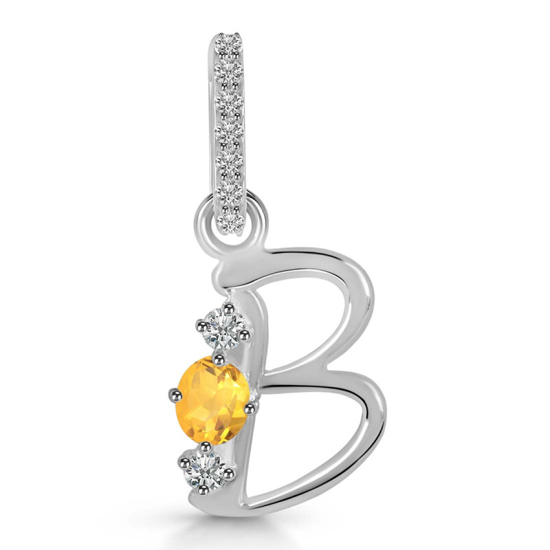 Citrine & White Topaz Alphabet B Pendant CIT-RDA-80.