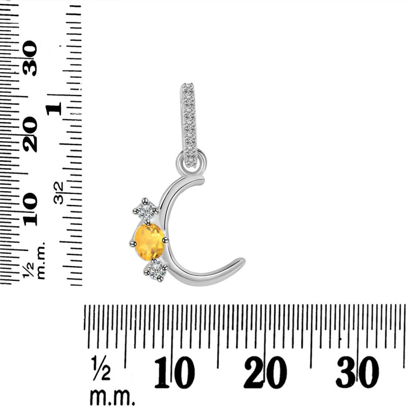 Citrine & White Topaz Alphabet C Pendant CIT-RDA-81.