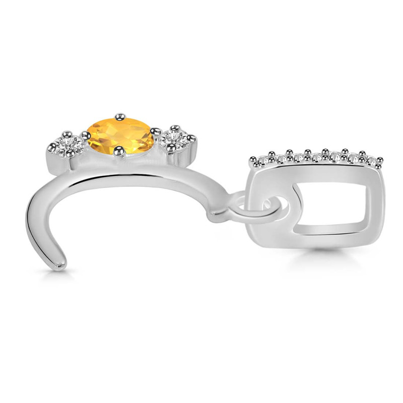 Citrine & White Topaz Alphabet C Pendant
