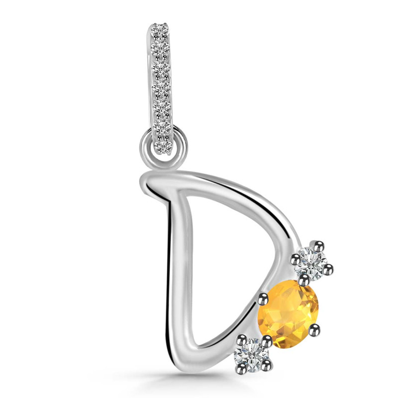 Citrine & White Topaz Alphabet D Pendant CIT-RDA-82.