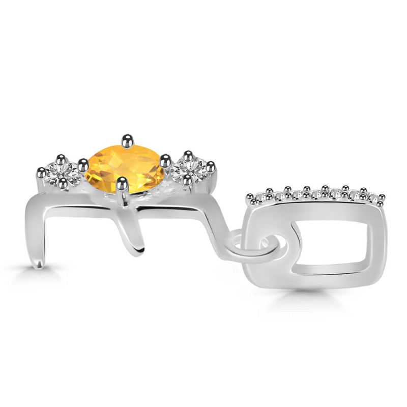 Citrine & White Topaz Alphabet E Pendant