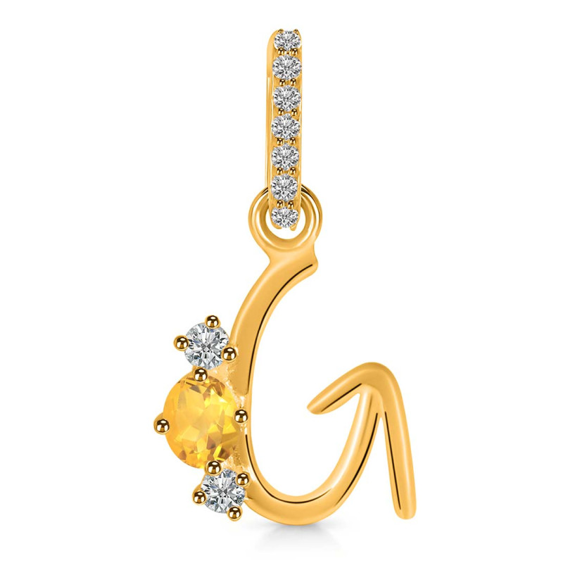 Citrine & White Topaz Alphabet G Pendant CIT-RDA-85.