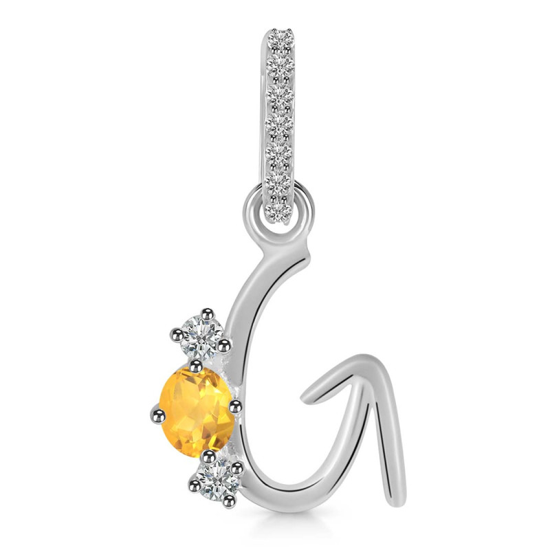 Citrine & White Topaz Alphabet G Pendant CIT-RDA-85.