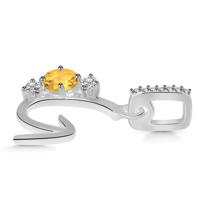 Citrine & White Topaz Alphabet G Pendant