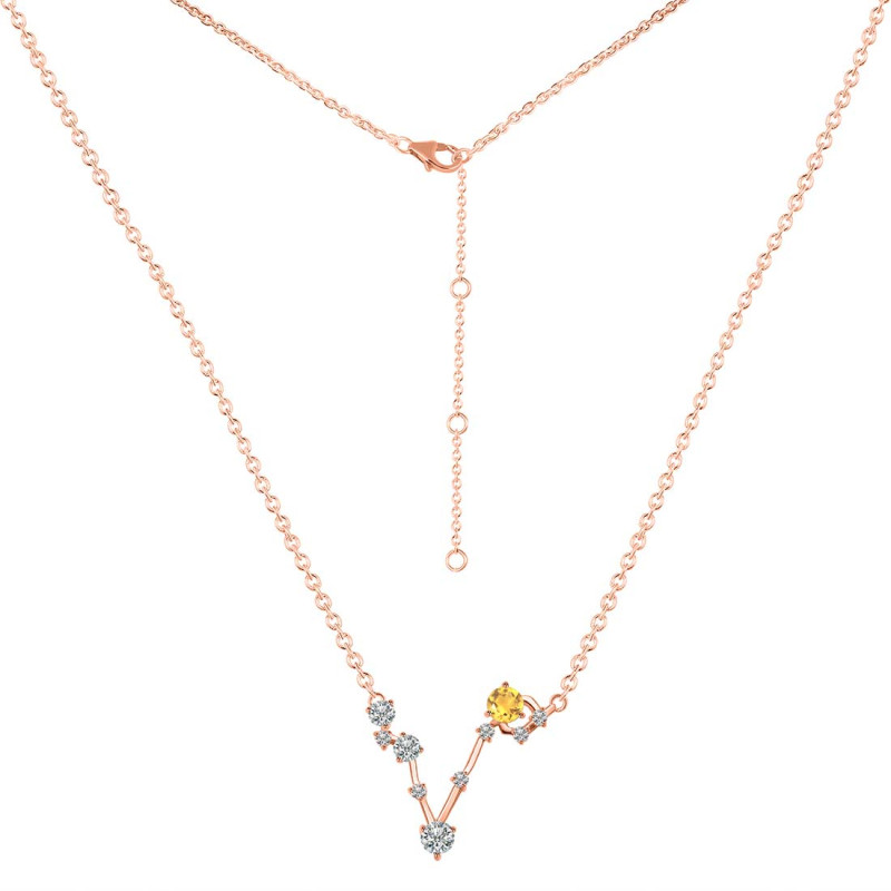 Pisces Zodiac Star Constellation Citrine & White Topaz Necklace CIT-RDN-387.
