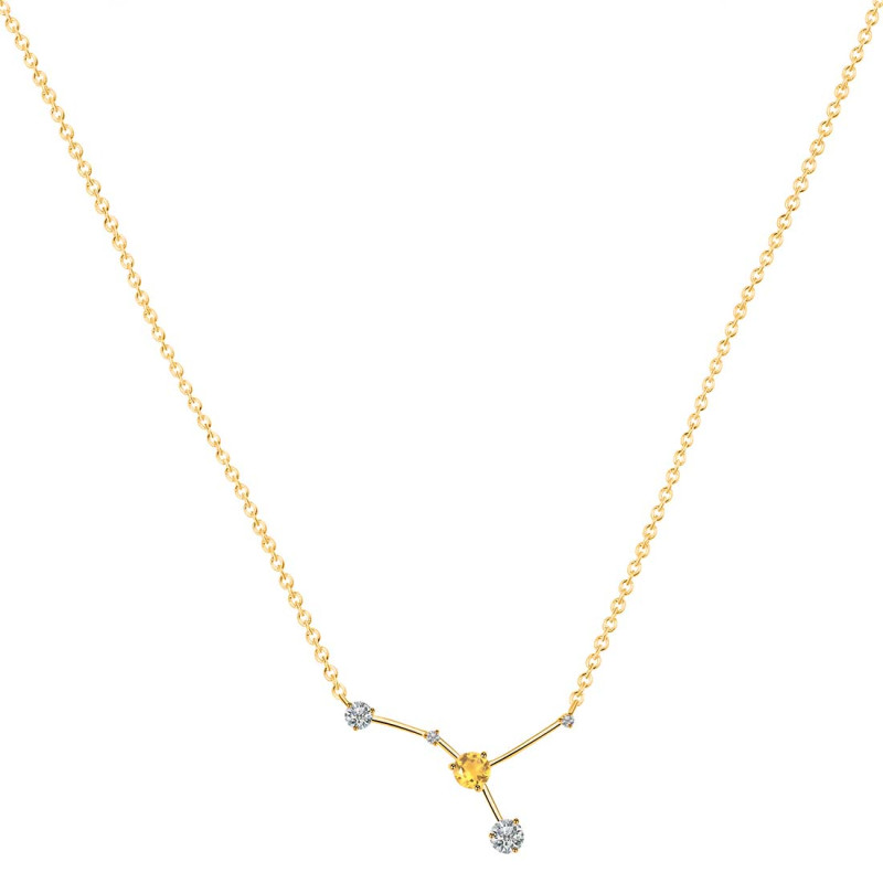cancer Zodiac Star Constellation Citrine & White Topaz Necklace CIT-RDN-486.