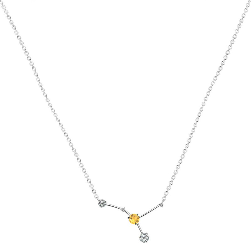 cancer Zodiac Star Constellation Citrine & White Topaz Necklace CIT-RDN-486.