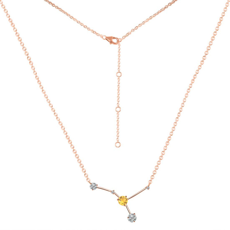 cancer Zodiac Star Constellation Citrine & White Topaz Necklace CIT-RDN-486.