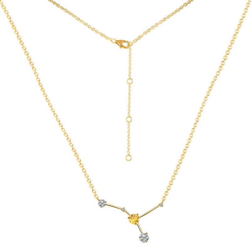 cancer Zodiac Star Constellation Citrine & White Topaz Necklace CIT-RDN-486.