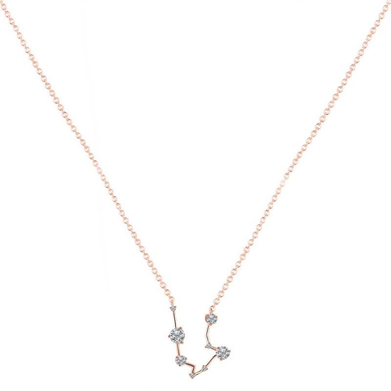 Aquarius Zodiac Star Constellation Citrine & White Topaz Necklace CIT-RDN-487.