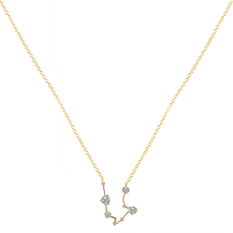 Aquarius Zodiac Star Constellation Citrine & White Topaz Necklace CIT-RDN-487.